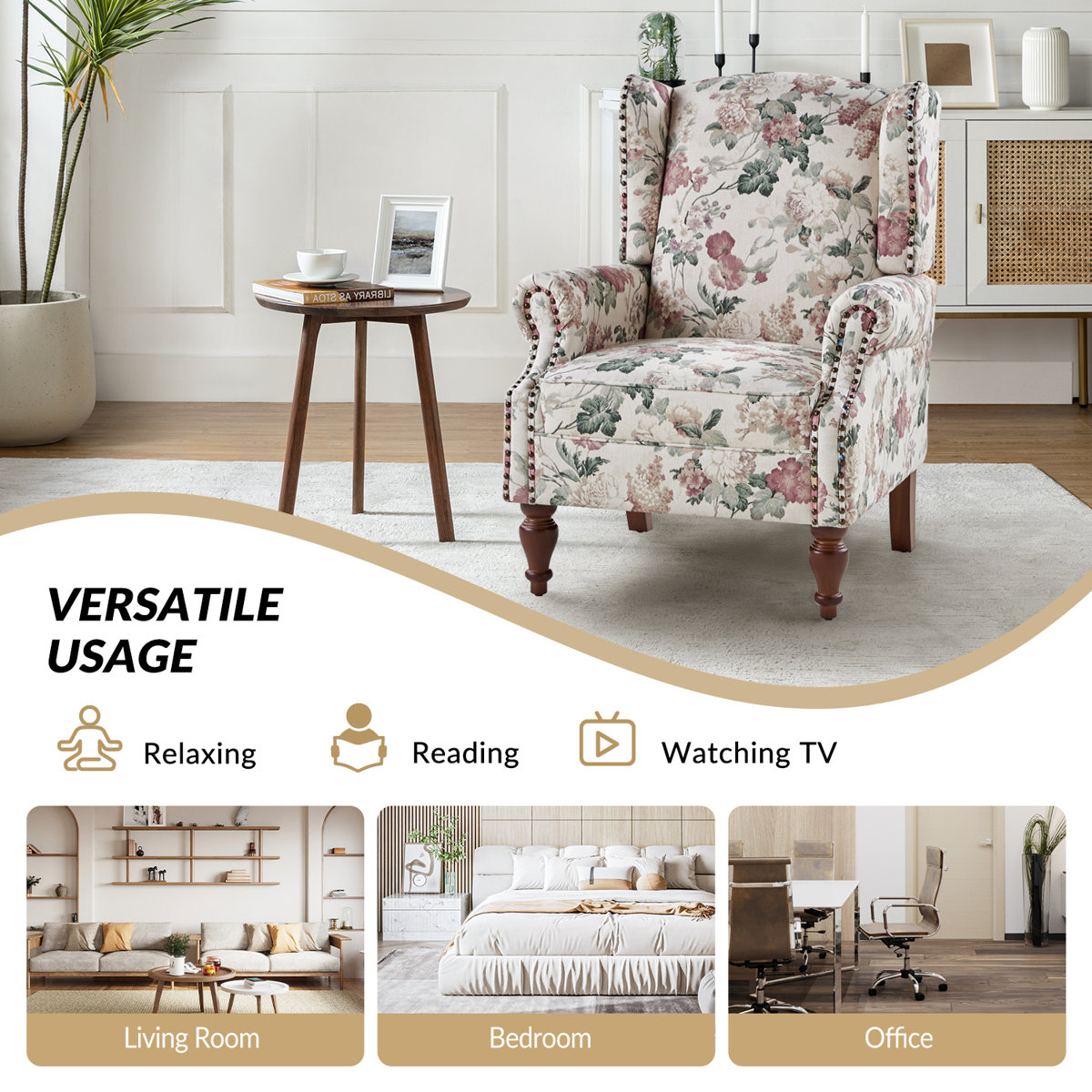 Anndi Upholstered Wingback Accent Chair